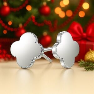Silver Clover Stud Earrings
